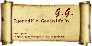 Gyermán Geminián névjegykártya